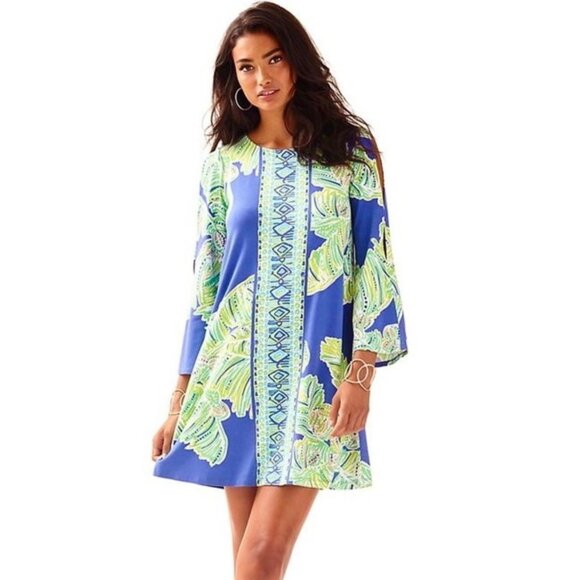 Lilly Pulitzer Womens Ophelia Swing Dress Iris Blue Latitude Adjustment size S - Picture 2 of 16
